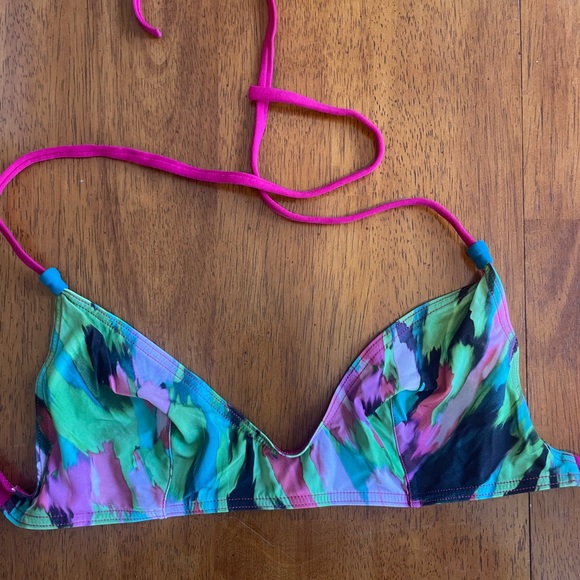 ERES Pink Blue Green Design Bikini Set Size 8 Top with Size 10 Bottom - Picture 3 of 8